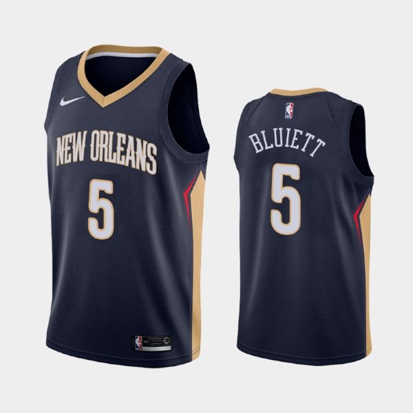 New Orleans Pelicans Icon #5 Trevon Bluiett Navy 2019 баскетбольная майка NBA