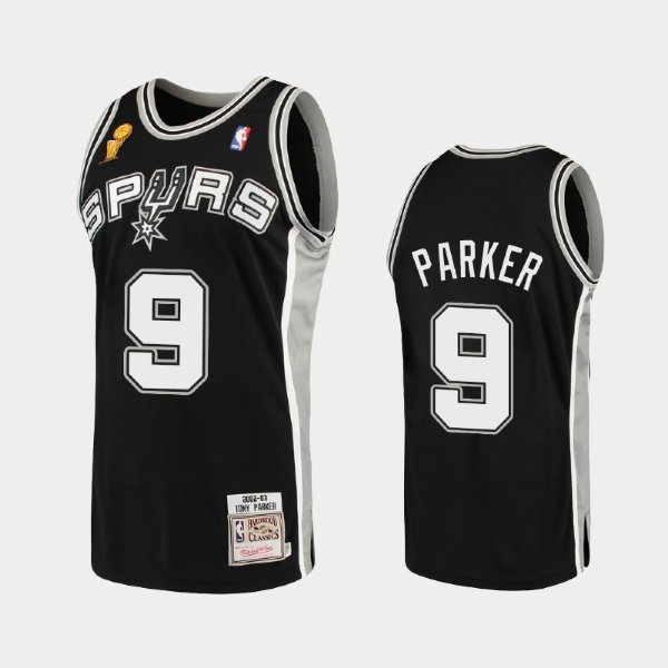 San Antonio Spurs #9 Tony Parker Black Finals Champions Classic баскетбольная майка NBA