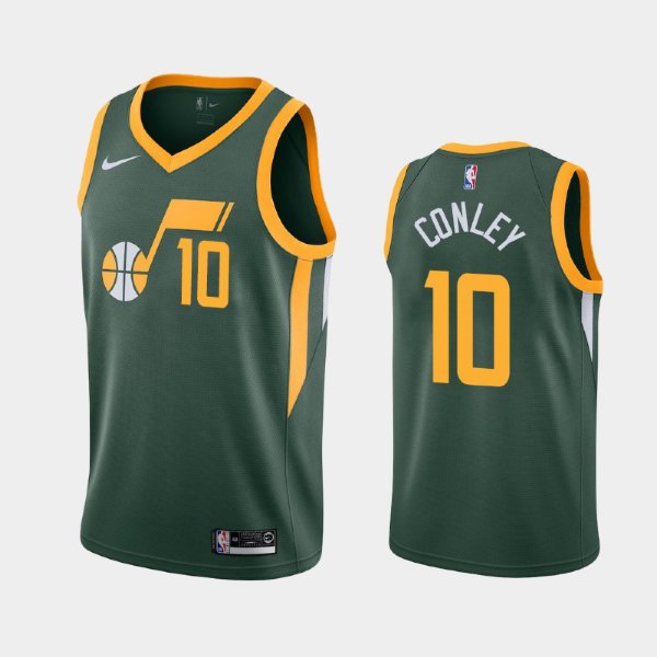 Utah Jazz Earned #10 Mike Conley Green 2019-20 баскетбольная майка NBA
