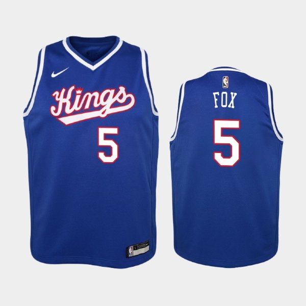 детская Sacramento Kings 35th #5 De'Aaron Fox Royal Classic баскетбольная майка NBA