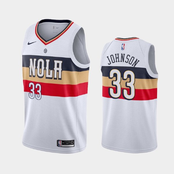 New Orleans Pelicans #33 Wesley Johnson White 2018-19 Earned баскетбольная майка NBA