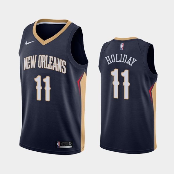 New Orleans Pelicans Icon #11 Jrue Holiday Navy 2019 баскетбольная майка NBA
