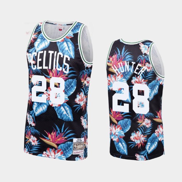 Boston Celtics #28 R.J. Hunter Floral Fashion Hardwood Classics Black баскетбольная майка NBA