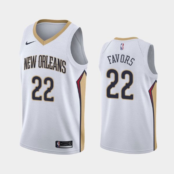New Orleans Pelicans #22 Derrick Favors White Association баскетбольная майка NBA