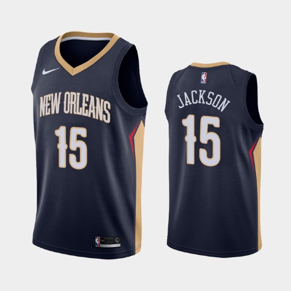 New Orleans Pelicans Icon #15 Frank Jackson Navy 2019 баскетбольная майка NBA