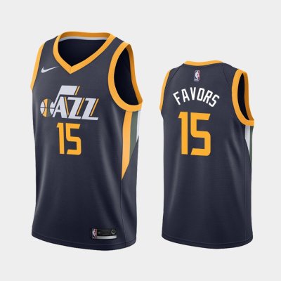 Utah Jazz Icon #15 Derrick Favors Navy 2019 баскетбольная майка NBA