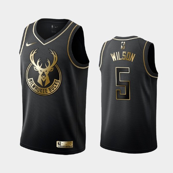 Milwaukee Bucks #5 D.J. Wilson Black Golden Logo баскетбольная майка NBA