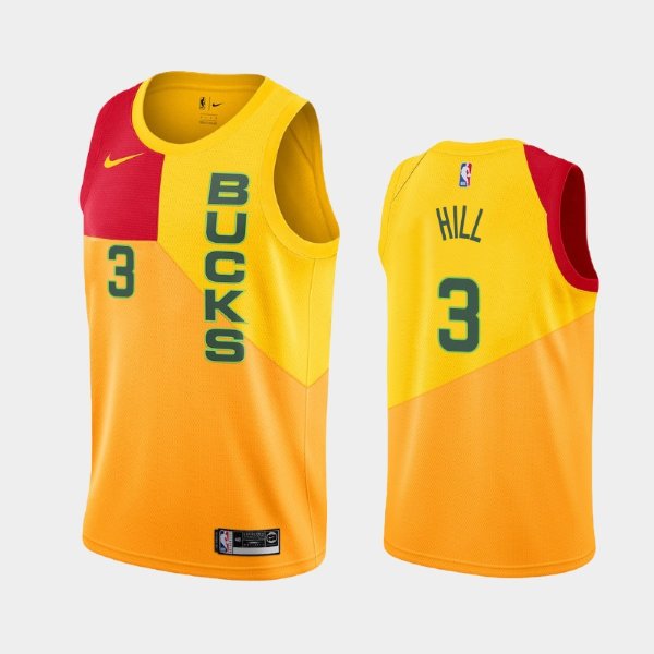 Milwaukee Bucks #3 George Hill Yellow 2018-19 City баскетбольная майка NBA