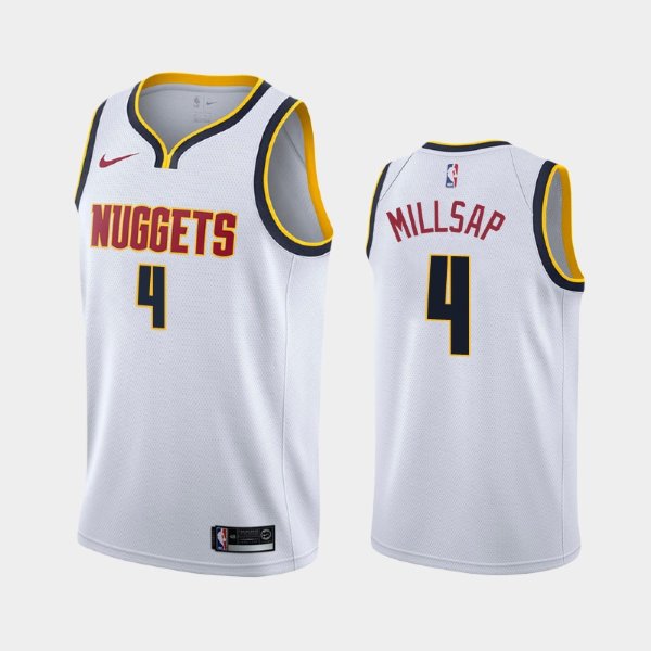 Denver Nuggets #4 Paul Millsap Wihte Association баскетбольная майка NBA