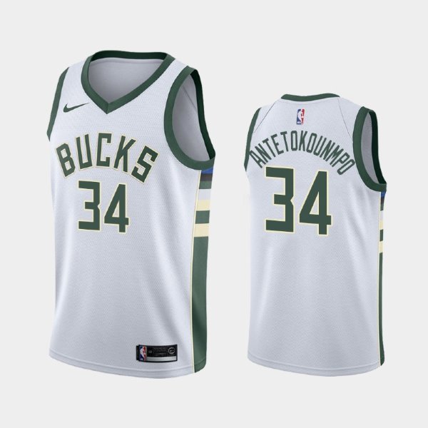 Milwaukee Bucks Association #34 Giannis Antetokounmpo White 2019 баскетбольная майка NBA