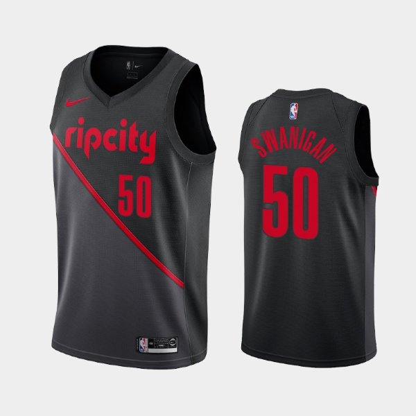 Portland Trail Blazers #50 Caleb Swanigan Black 2018-19 City баскетбольная майка NBA