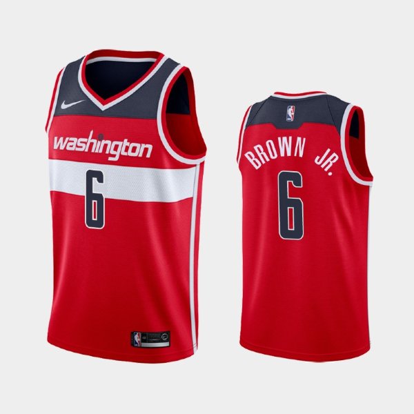 Washington Wizards #6 Troy Brown Jr. Red 2019 Icon баскетбольная майка NBA