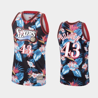 Philadelphia 76ers #43 Jonah Bolden Floral Fashion Hardwood Classics Black баскетбольная майка NBA