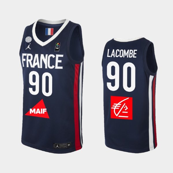 France 2019 FIBA Baketball World Cup #90 Paul Lacombe Navy баскетбольная майка NBA