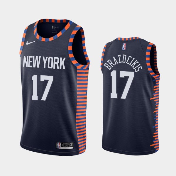 New York Knicks City #17 Iggy Brazdeikis Navy 2019 NBA Draft баскетбольная майка NBA