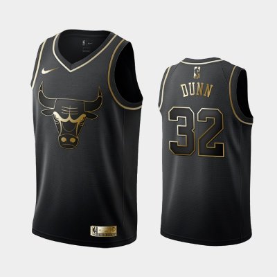 Chicago Bulls #32 Kris Dunn Black Golden Logo баскетбольная майка NBA