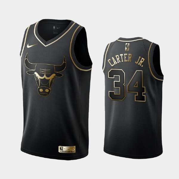Chicago Bulls #34 Wendell Carter Jr. Black Golden Logo баскетбольная майка NBA