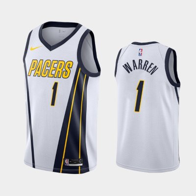 Indiana Pacers T.J. Warren #1 White 2019-20 Earned баскетбольная майка NBA
