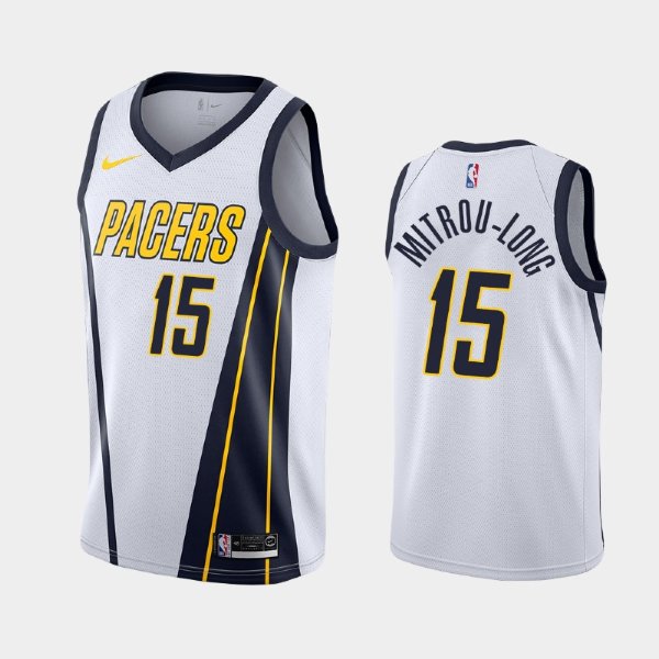 Indiana Pacers Naz Mitrou-Long #15 White 2019-20 Earned баскетбольная майка NBA