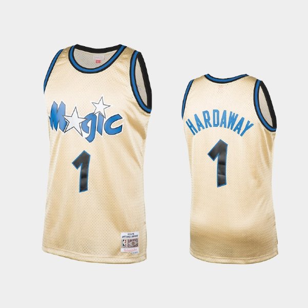 Orlando Magic #1 Penny Hardaway Gold Hardwood Classics баскетбольная майка NBA