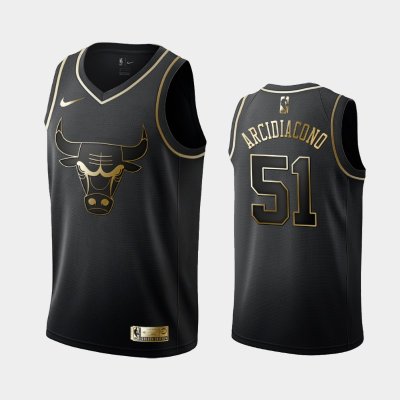 Chicago Bulls #51 Ryan Arcidiacono Black Golden Logo баскетбольная майка NBA
