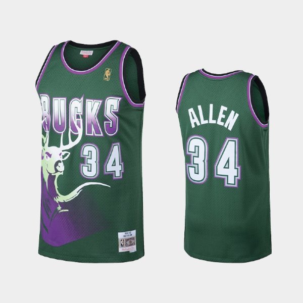 Milwaukee Bucks #34 Ray Allen Kelly Green Hardwood Classics баскетбольная майка NBA