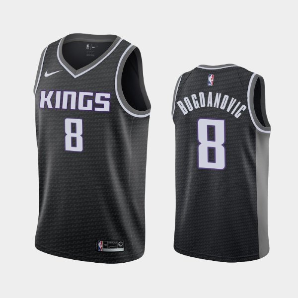 Sacramento Kings #8 Bogdan Bogdanovic Black 2018-2019 Statement баскетбольная майка NBA