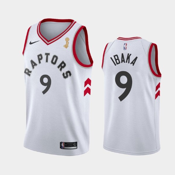 Toronto Raptors #9 Serge Ibaka 2019 NBA Finals Champions Association White баскетбольная майка NBA