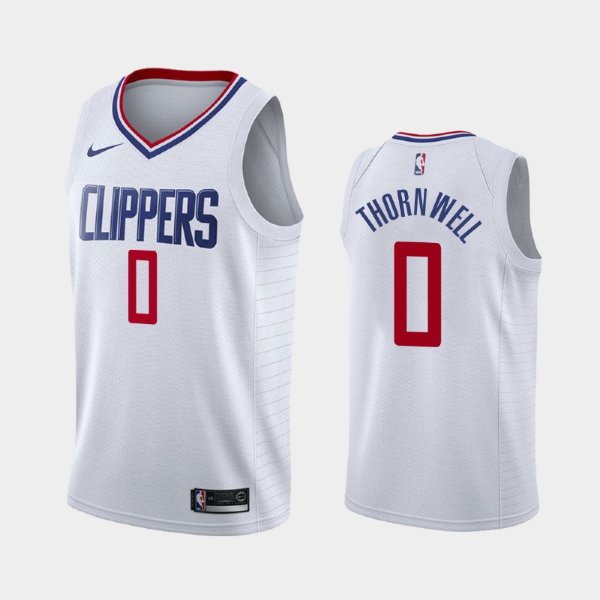 Los Angeles Clippers #0 Sindarius Thornwell White Association баскетбольная майка NBA