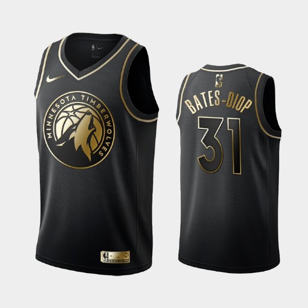 Minnesota Timberwolves #31 Keita Bates-Diop Black Golden Logo баскетбольная майка NBA