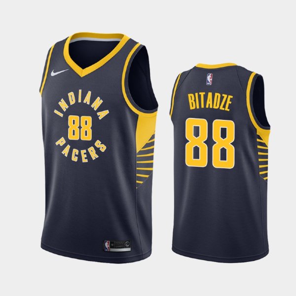 Indiana Pacers Icon #88 Goga Bitadze Navy 2019 NBA Draft баскетбольная майка NBA
