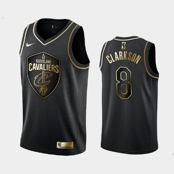 Cleveland Cavaliers #8 Jordan Clarkson Black Golden Logo баскетбольная майка NBA