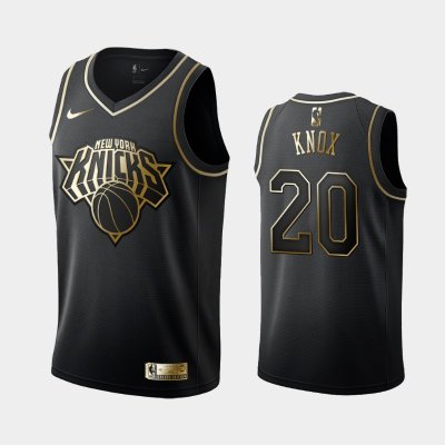 New York Knicks #20 Kevin Knox Black Golden Logo баскетбольная майка NBA