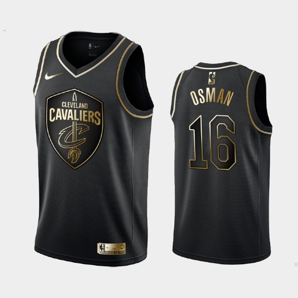 Cleveland Cavaliers #16 Cedi Osman Black Golden Logo баскетбольная майка NBA