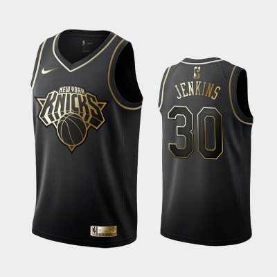 New York Knicks #30 John Jenkins Black Golden Logo баскетбольная майка NBA