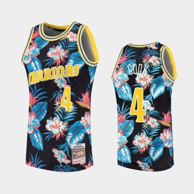 Golden State Warriors #4 Quinn Cook Floral Fashion Hardwood Classics Black баскетбольная майка NBA