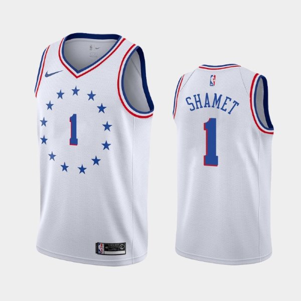 Philadelphia 76ers #1 Landry Shamet White 2018-19 Earned баскетбольная майка NBA