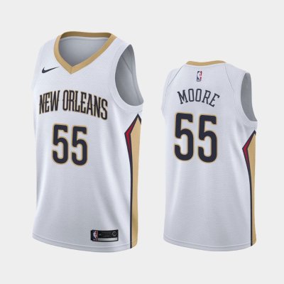 New Orleans Pelicans Association #55 E'Twaun Moore White 2019 баскетбольная майка NBA