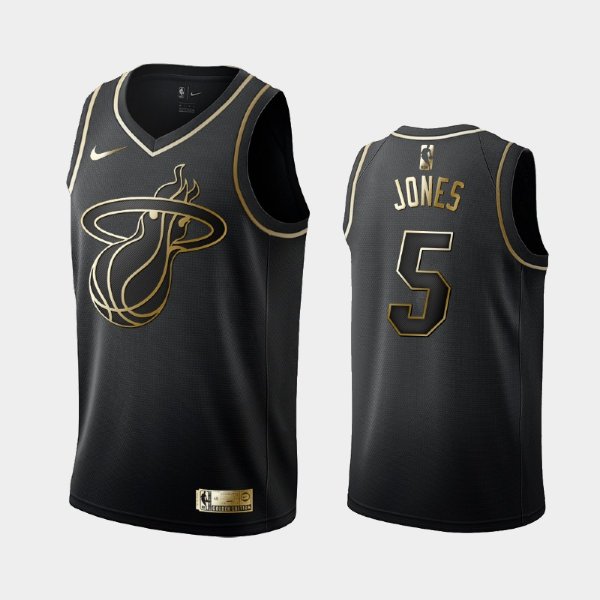 Miami Heat #5 Derrick Jones Black Golden Logo баскетбольная майка NBA