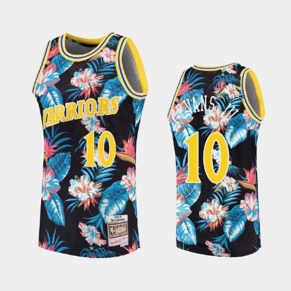Golden State Warriors #10 Jacob Evans III Floral Fashion Hardwood Classics Black баскетбольная майка NBA