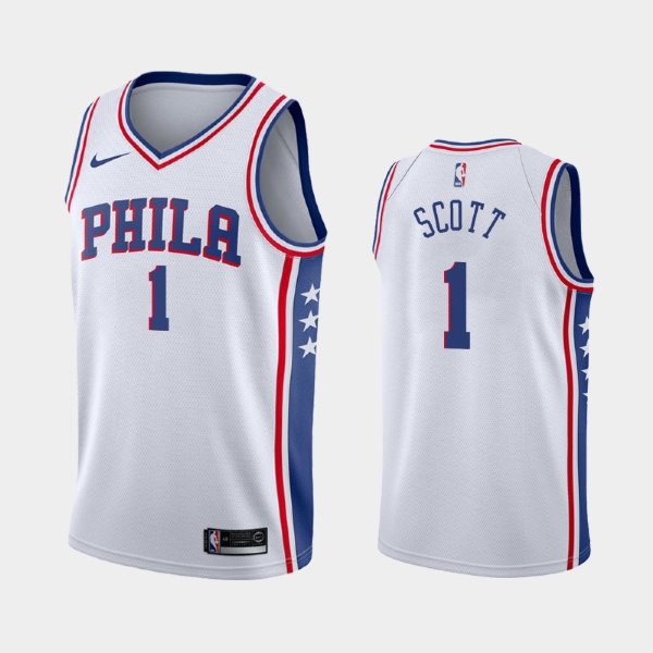 Philadelphia 76ers #1 Mike Scott White Association баскетбольная майка NBA