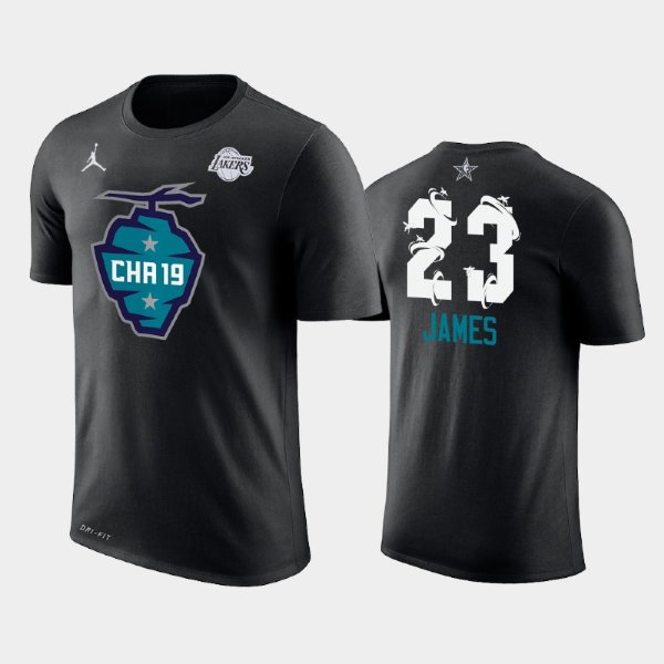 Los Angeles Lakers 2019 All-Star #23 LeBron James The Buzz Side Sweep Black футболка