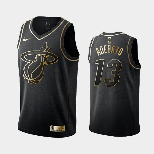 Miami Heat #13 Bam Adebayo Black Golden Logo баскетбольная майка NBA