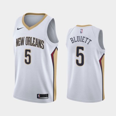 New Orleans Pelicans Association #5 Trevon Bluiett White 2019 баскетбольная майка NBA