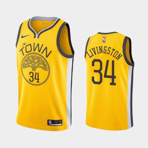 Golden State Warriors #34 Shaun Livingston Yellow 2018-19 Earned баскетбольная майка NBA