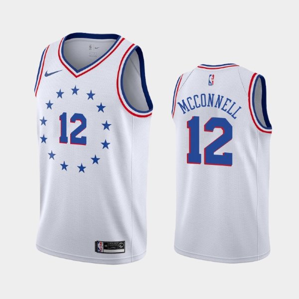 Philadelphia 76ers #12 T.J. McConnell White 2018-19 Earned баскетбольная майка NBA