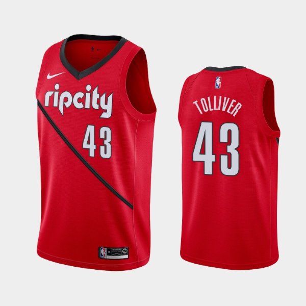 Portland Trail Blazers Anthony Tolliver #43 Red 2019-20 Earned баскетбольная майка NBA
