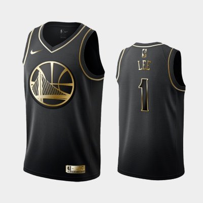 Golden State Warriors #1 Damion Lee Black Golden Logo баскетбольная майка NBA