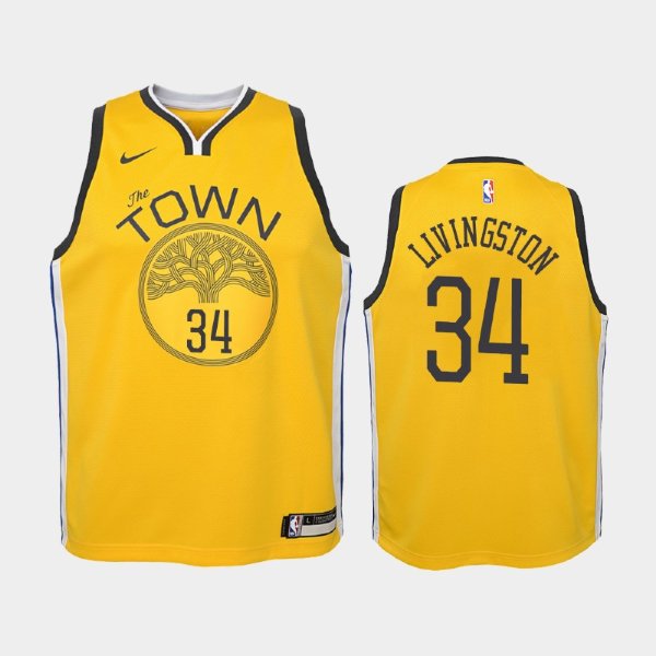 детская Golden State Warriors Shaun Livingston #34 Yellow 2018-19 Earned баскетбольная майка NBA