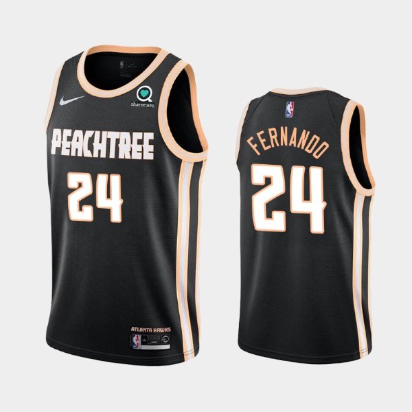 Atlanta Hawks #24 Bruno Fernando Black City Peachtree баскетбольная майка NBA